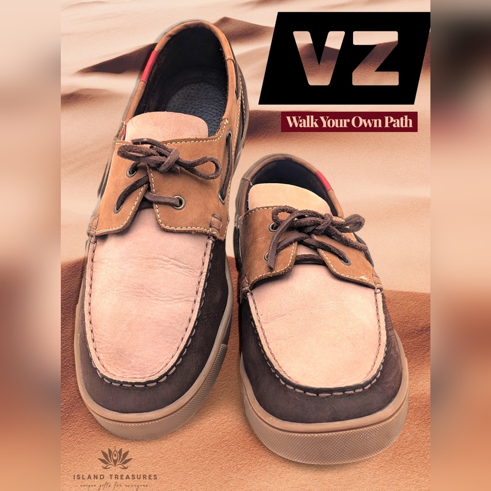 VELEZ Men's Loafer Sz US 9/EU 42 Three Brown Shade Nubuck Leather Rawhide Lace